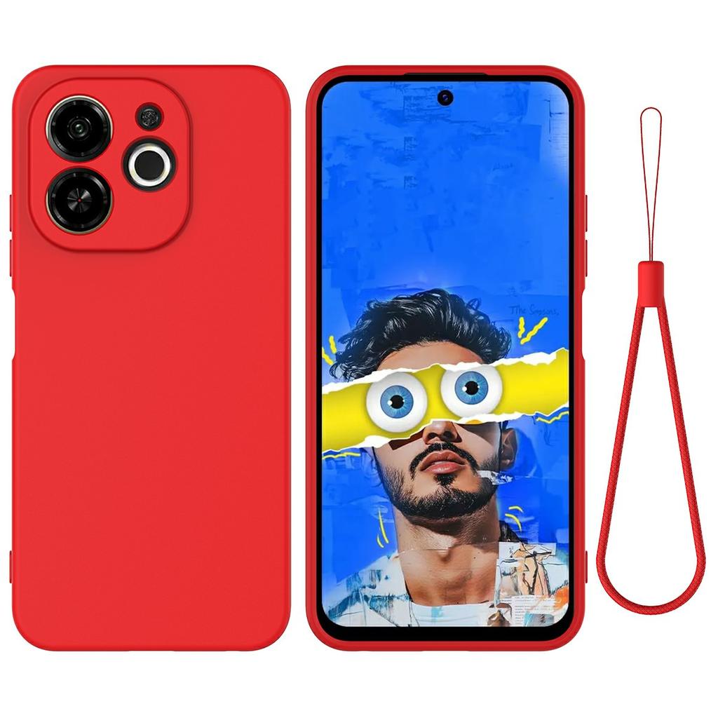 For TECNO Spark 30C 5G/Pop 9 5G Case Liquid Silicone Phone Back Cover with Hand Strap