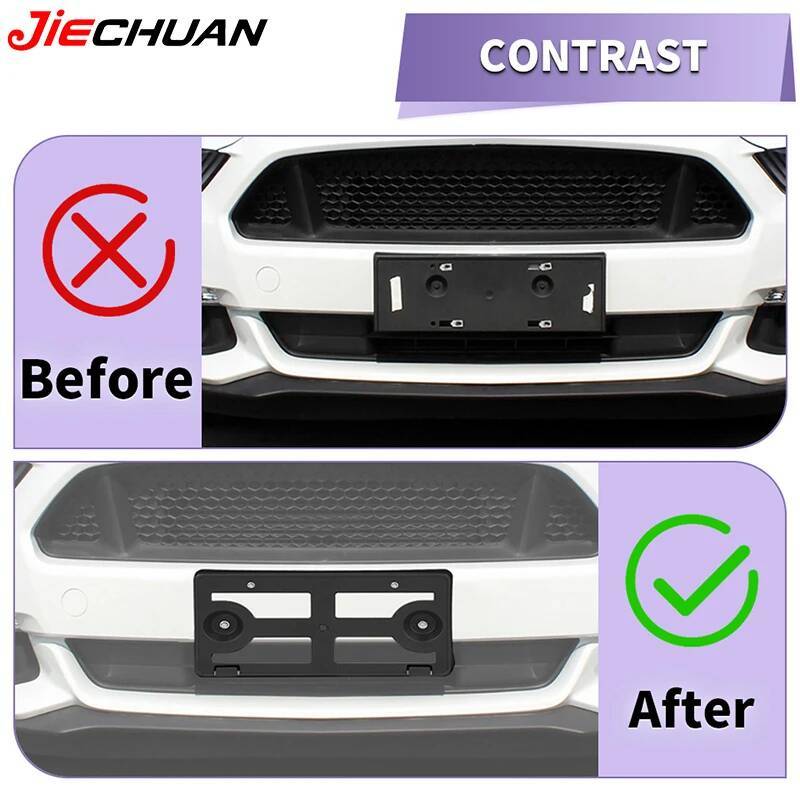 JIECHUAN Car Front License Plate Mounting Bracket Holder For Ford Mustang 2018-2023 2024 Up US Standard Car Exterior Accessories