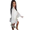 Western Style Sexy Shirts Skirt Two-Piece Set Lantern Sleeve Shirt and Skirt Set
