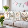1Pc Easter Themed Pattern Pillowcase 2D Flat Printed Holiday Decorative Cushion Cover No Pillow Insert For Living Room Sofa Hall