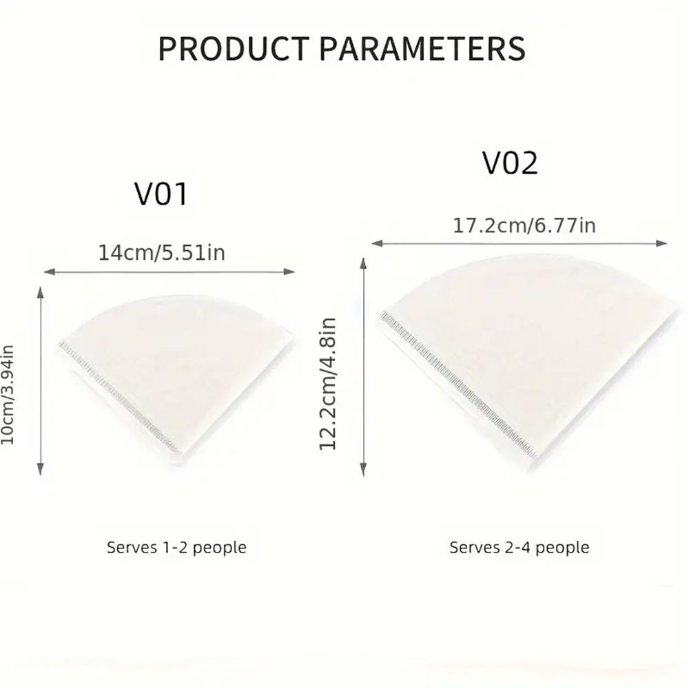 80pcs Coffee Filter V-Cup Filter Espresso Machine Moka Pot Filters Cup Cone-Shape Natural Paper for Pour Over Drip Coffee Make