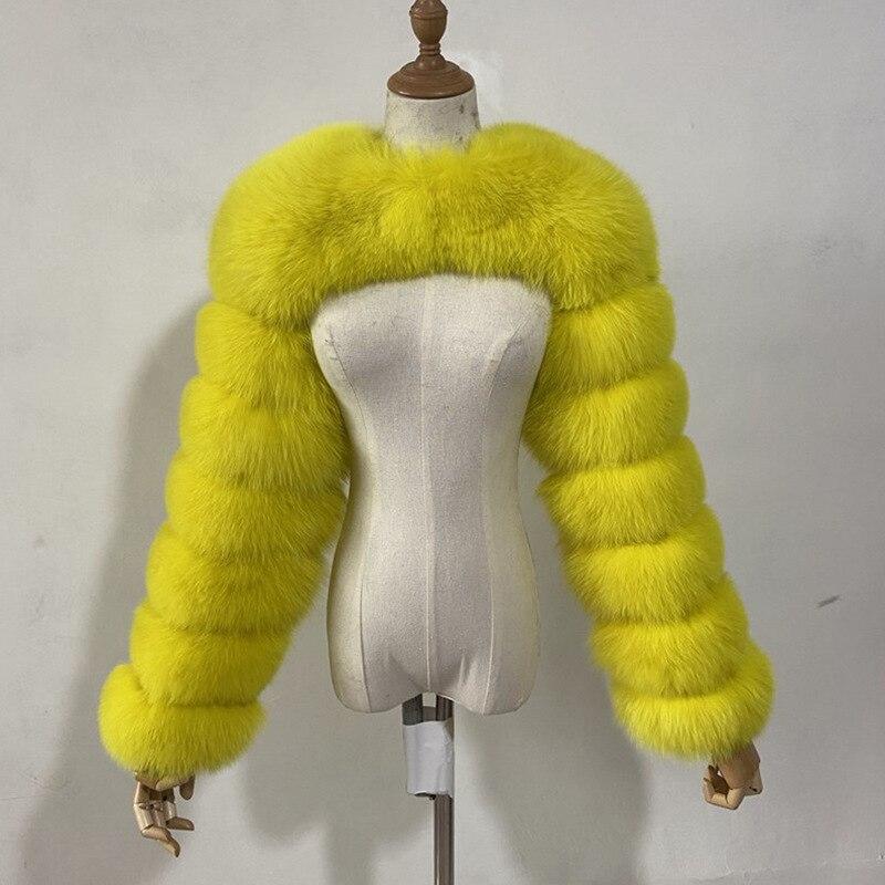 Furry Coat Femme Top Fashion Winter High Quality Faux Fox Fur Coat Women Elegant Patchwork Long Sleeve Warm Mink Short Jackets