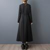 DIMANAF Übergröße Damen Locker Langarm Kleid Neu Winter Herbst Elegant Dame Maxi Kleid Schwarz 2026