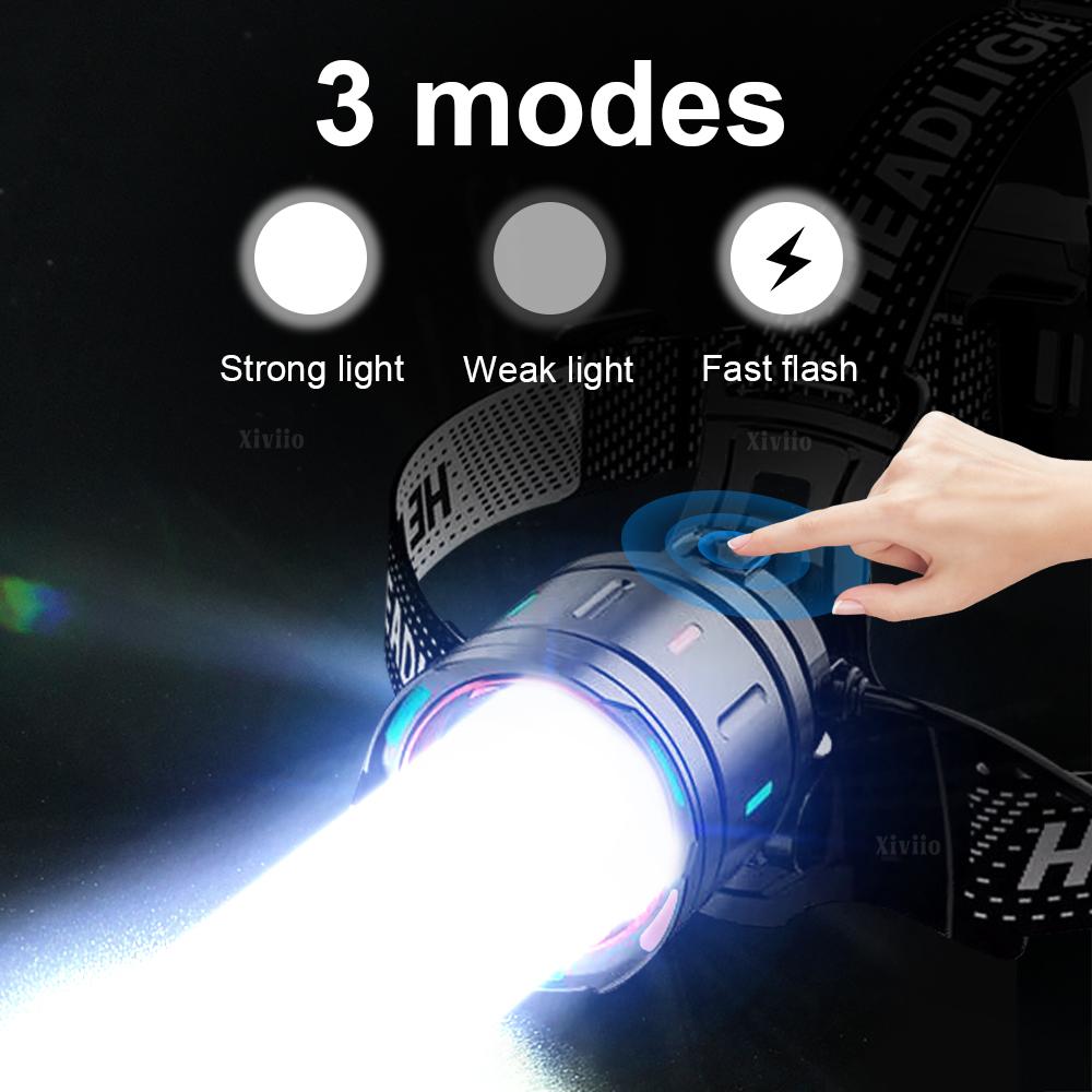 111111111LM 1111W Powerful LED Headlamp Super Bright Rechargeable Head Flashlight 1*18611 Head Torch Fishing Hunting Headlight