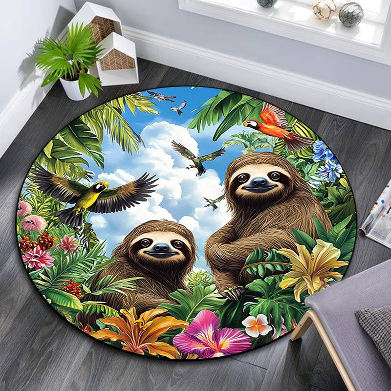 

Sloths Round Area Rug,Carpet Rug for Living Room Bedroom Sofa Playroom Decor,Non-slip Floor Mat 80cmx80cm