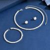 3pcs Set Fashion Simple Shiny Square Rhinestones Chain Necklace Earrings Bracelet Set for Women Luxury Temperament Jewelry Sets