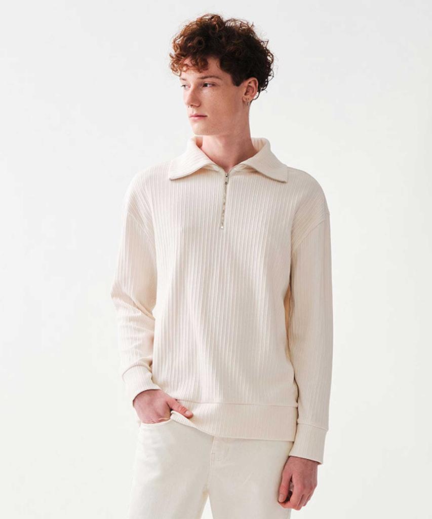 STCO Pleated Half-Zip T-Shirt Ivory (Oversized)_Stsua09Osi