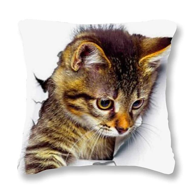 Home Decor Cute Kitten Patterns Pillow Covers for Decor Pattern Cushion Cover Suitable for Sofa Bedroom Car Pillow Cover