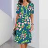 Elegantes Kurzarm 3D-Druckkleid Strand Sommer Midi-Kleider