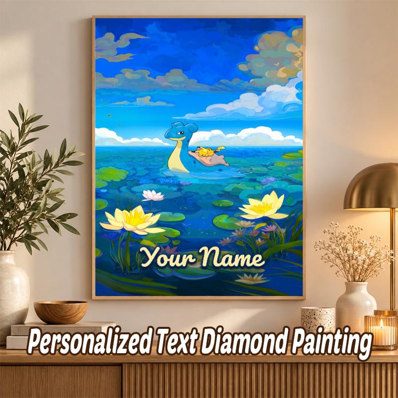 Lapras Custom Name Diamond Painting Personalized 5D Full Drill DIY Diamond Art Home Decor