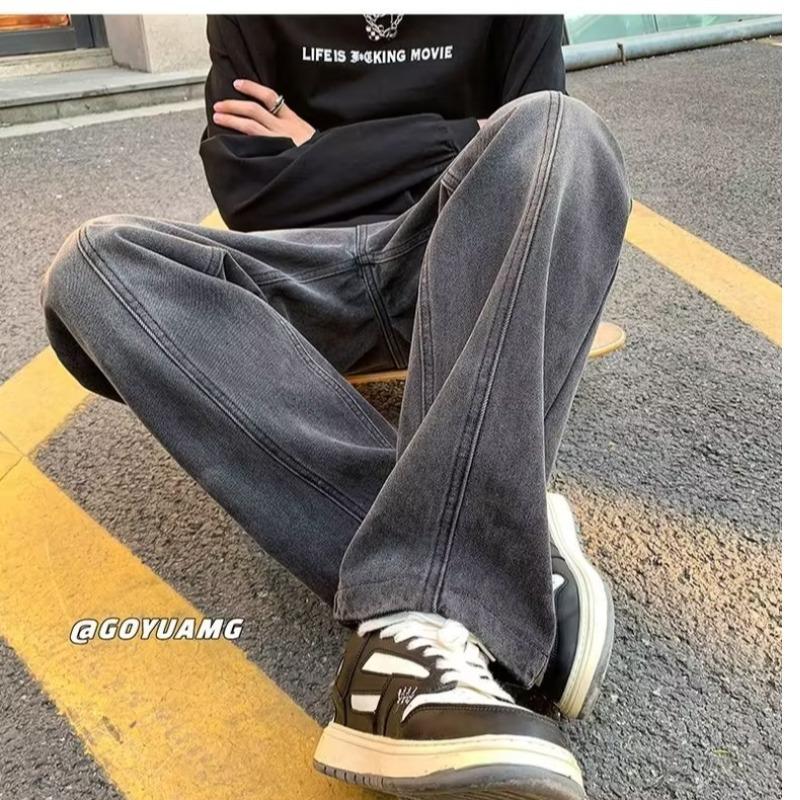 Джинсы для пар JYL Винтажные Градиент Прямые Узкие Повседневные Деним S