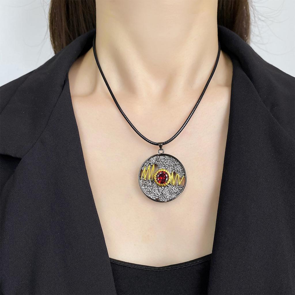 Modern and Simple WM Ruby Necklace with Two tone Gold