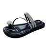 Fashion Crystal Ball Clip Toe Sandals Women Glitter Beading Flat Sandalias Mujer Two Wears Silver Leather Slides Summer Shoes for Woman