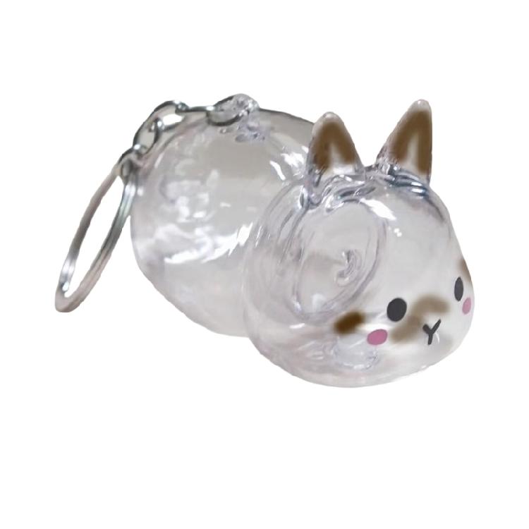 Functional Rabbit Shape Keepsakes Pendant Keychain Bunnies Hair Storage Box Clear Pet Furs Organizers Bag Charm Gift