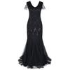 Women Vintage 1920s Bead Fringe Sequin Lace Party Flapper Cocktail Prom Dress