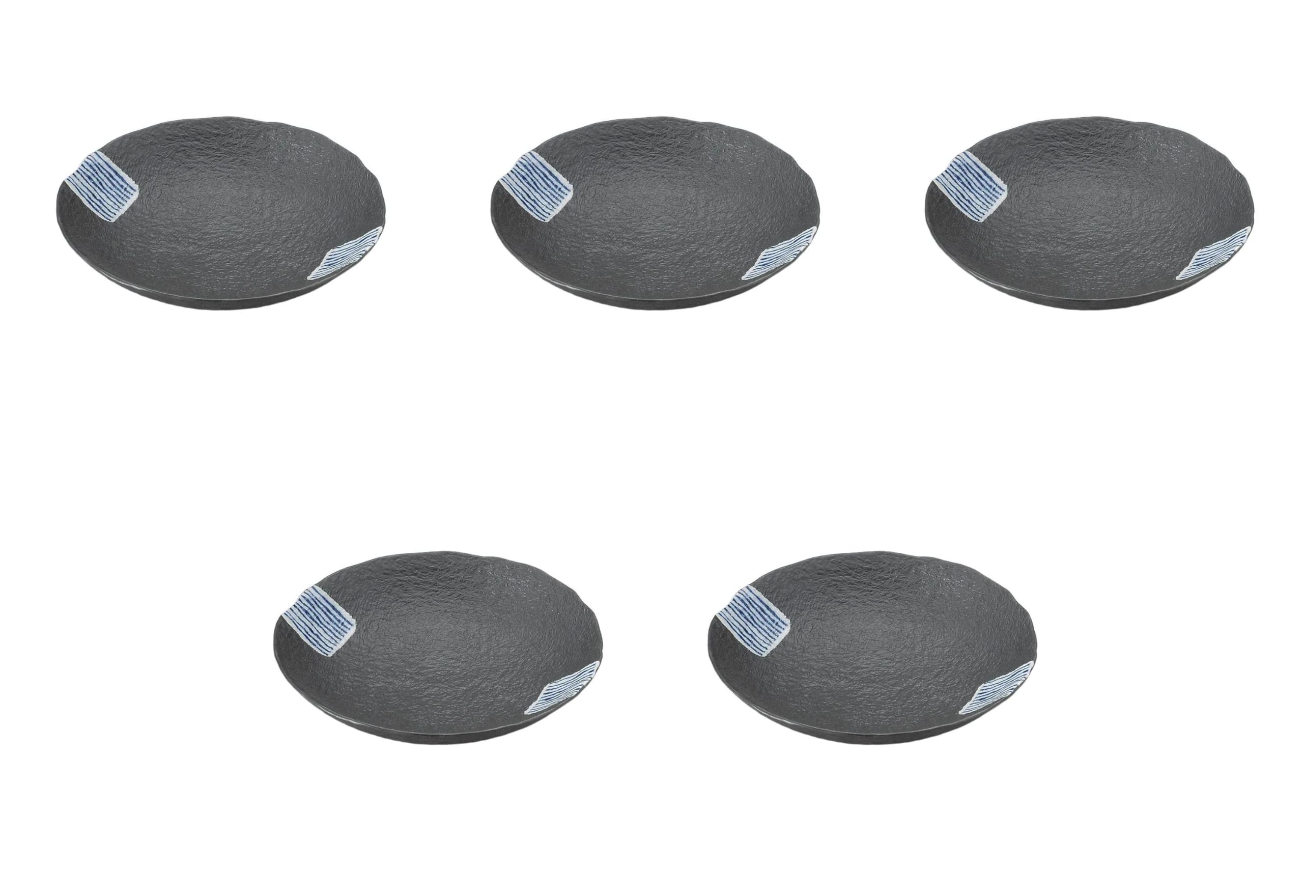 

Set of 5 Indigo Tasuki Round Plates x Medium Reinforced Setomonohonpo (Medium) [18 3.5cm] Plates, Porcelain,