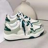 Spring New Muffin Thick Bottom Color Matching Fashion Sneakers Women's Two-Color Lace-up Ladies Casual Sports Single-Layer Shoes Women