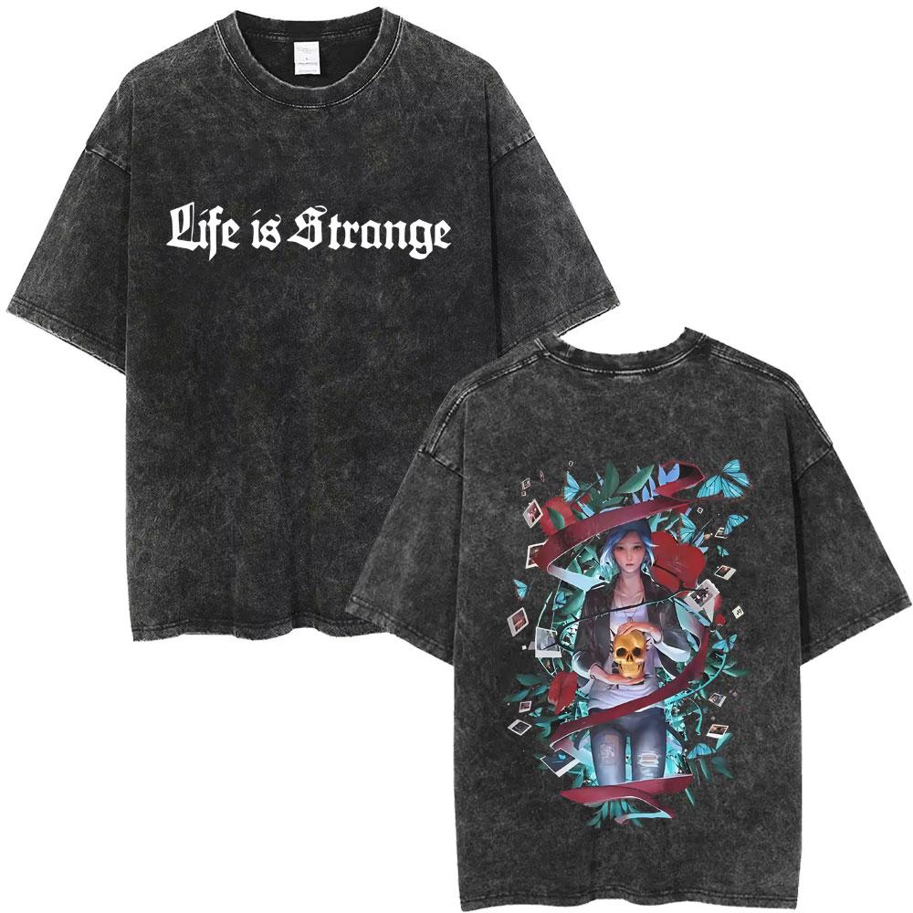 Hot Sale Game Life Is Strange Retro Washed T Shirt Casual Cotton Vintage T Shirts Fashion Oversized T-shirts Unisex