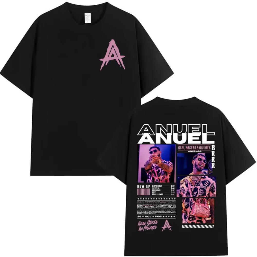 Rap Singer Anuel AA Real Hasta La Muerte Tour 2026 New Album Summer Unisexs Womens Hip Hop Gothic Tshirt Cotton Unisexs Tshirt