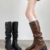Loafers with Vintage Pleated Boots - Women's Niche Shoes, Long Boots