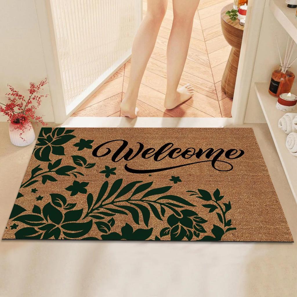 Welcome with Hearts Non-Slip Door Mat Durable and Waterproof Floor Mat for Entryway or Bathroom Soft and Decorative