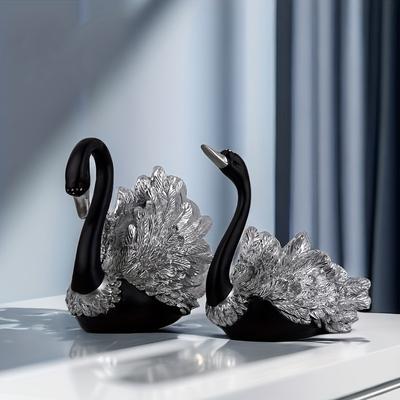 Black Swans Ornament Resin Swan Figurines Interior Lover Black Swans Living Room Animal Sculpture Figurines Decoration Supplies