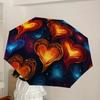 1PC Heart Flames Automatic Folding Umbrella - Compact 8-Rib Design, Durable Plastic & Iron, Lightweight for Outdoor Daily Use, Festive Gift087