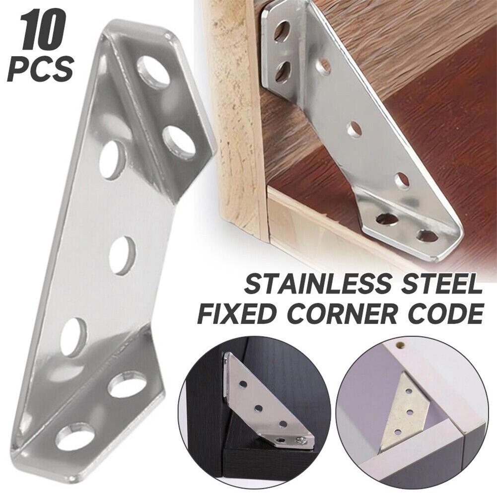 Elegant Stainless Steel Support Brackets for Cabinets and Chairs Set of 10