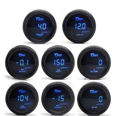 2" 52mm Car Digital Turbo Boost Gauge PSI BAR Water Temp Oil Temp Oil Pressure Gauge Voltmeter EGT Tachometer RPM Gauge