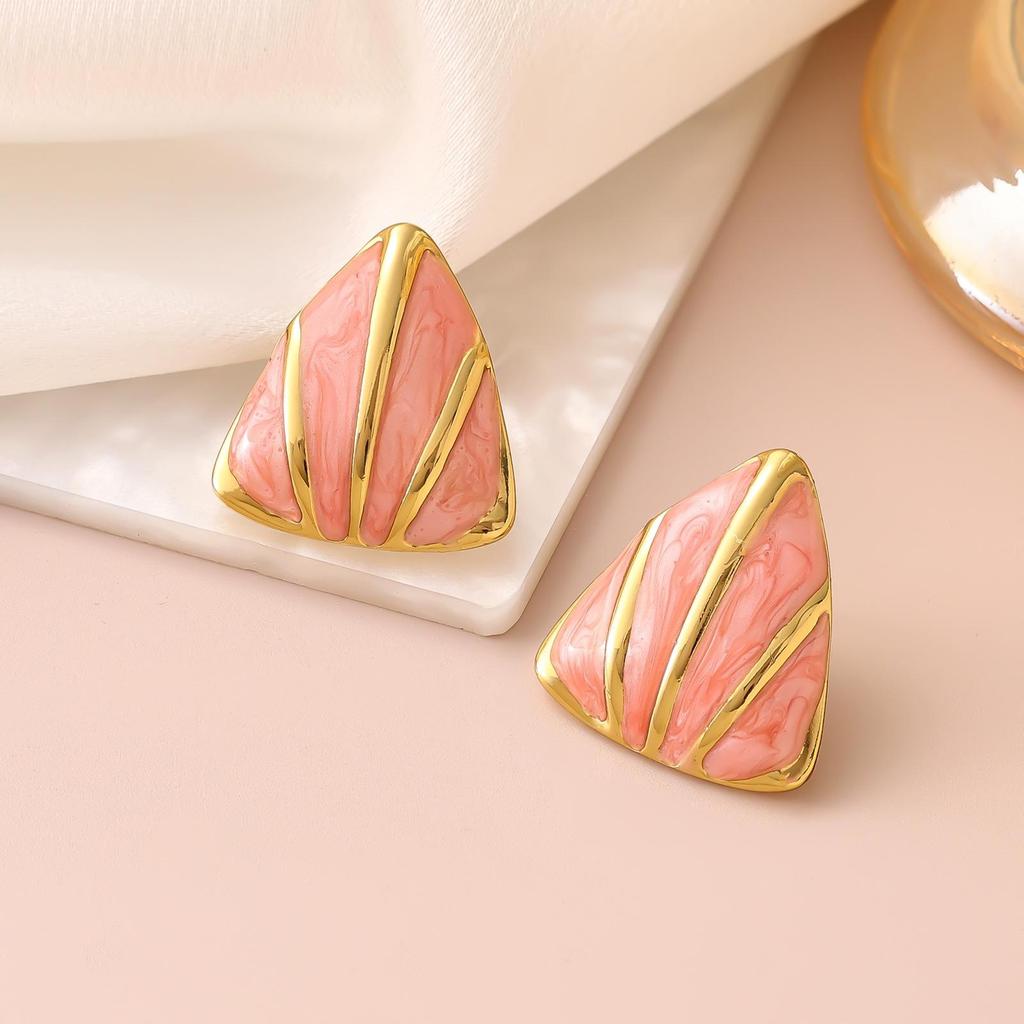 French Enamel Drip Oil Earrings: Stainless Steel, Irregular, Titanium Women's Luxury
