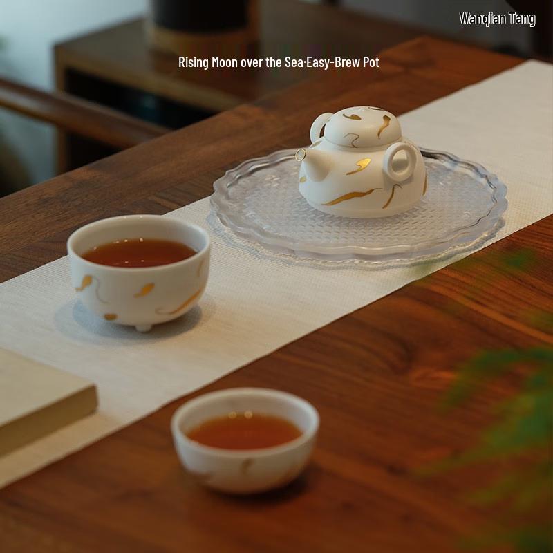 Edenus Portable Ceramic Gongfu Travel Tea Set - One Pot, Two Cups