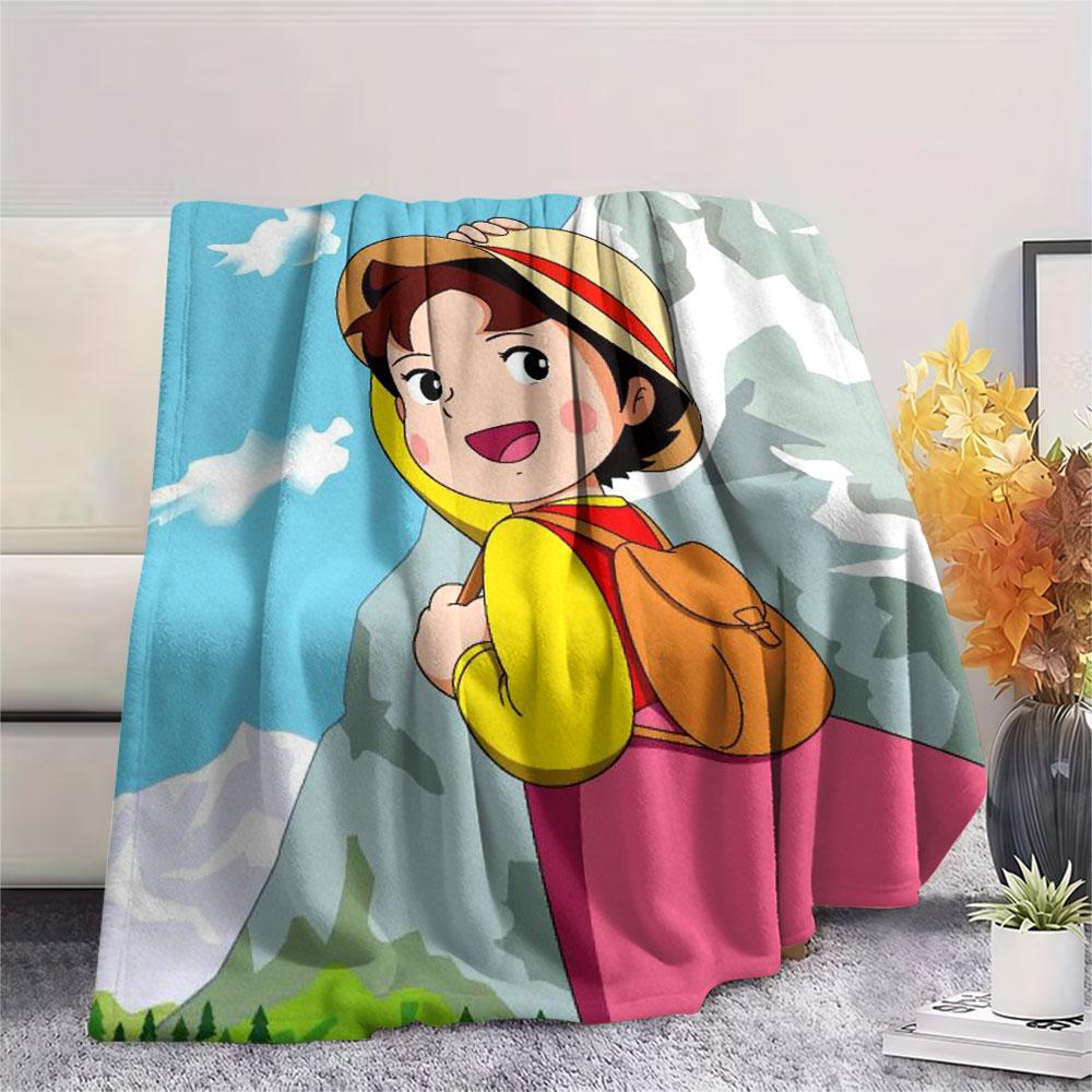 1PC Heidi Alps Cartoon Patterned Flannel Blanket Suitable For All Seasons for Home Decor Warmth and Comfort Gifts Holiday Present