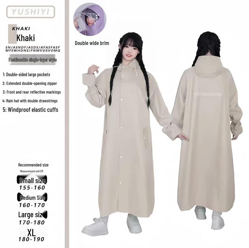 Men's Thickened Long Rainproof Poncho for Heavy Rain - Full-Body One-Piece Outerwear