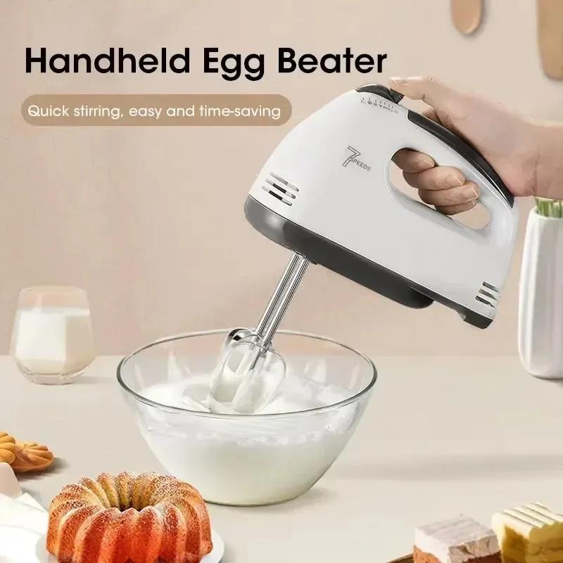 saengQ Handheld electric egg beater, household automatic mixer, egg white and cream beater, mini 7-speed white