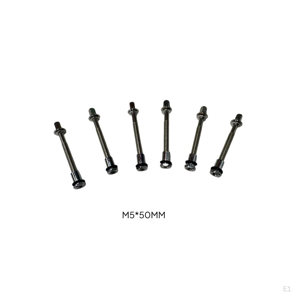 6 Pieces Drum Screws with Washers Metal Tension Rods Silver-Toned for Drummers