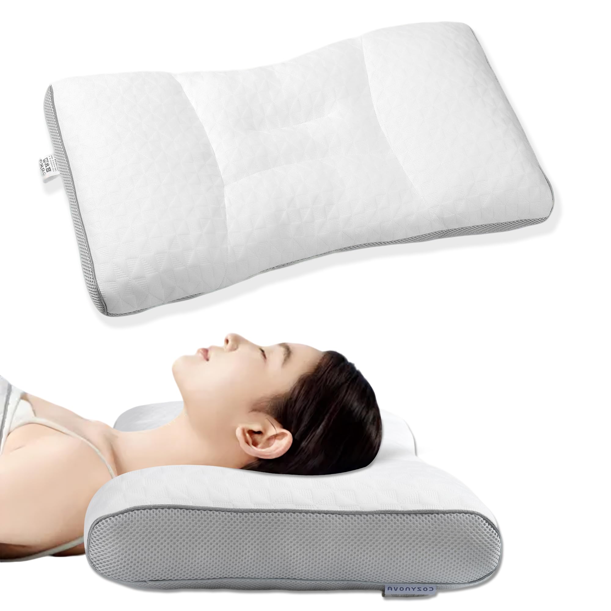 

COZYNOVA Pillow for Deep Sleep, No Neck Pain, Popular Pillow, Restful Sleep Pillow, Low-Rebound, High-Rebound, Suitable for Back, Side, and Stomach