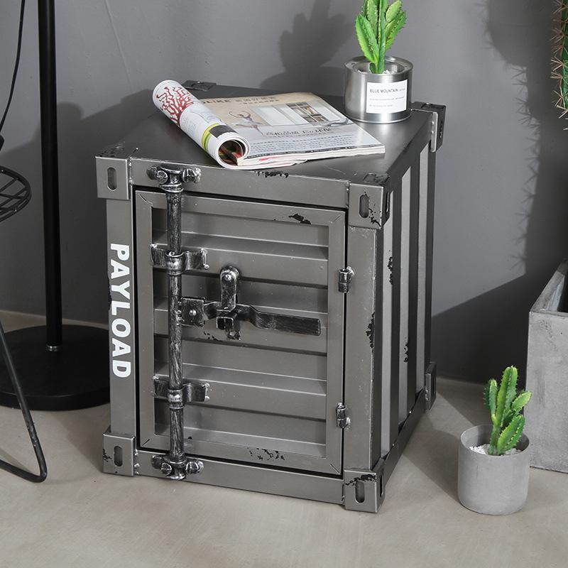 Industrial Iron Art Bedside Cabinet with Lock - Creative Storage Solution for Bedroom
