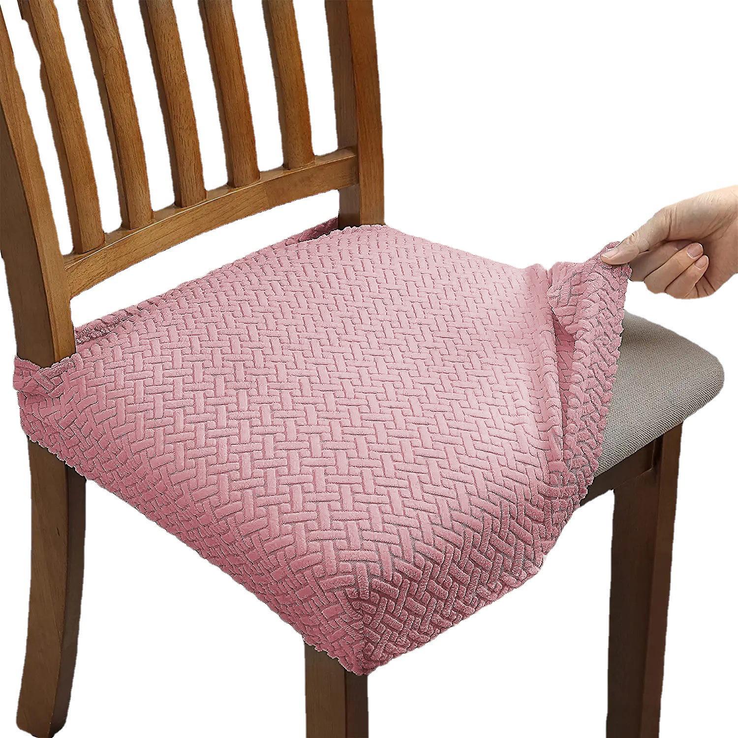 

Solid Color Elastic Jacquard Chair Cushion Cover for Hotel and Home Dining Chairs Type T05 (200gsm)
