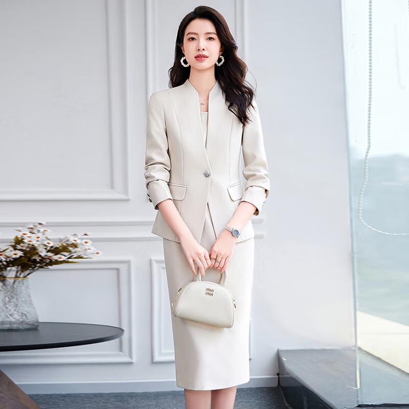 Women's Professional Blazer & Dress Two-Piece Set