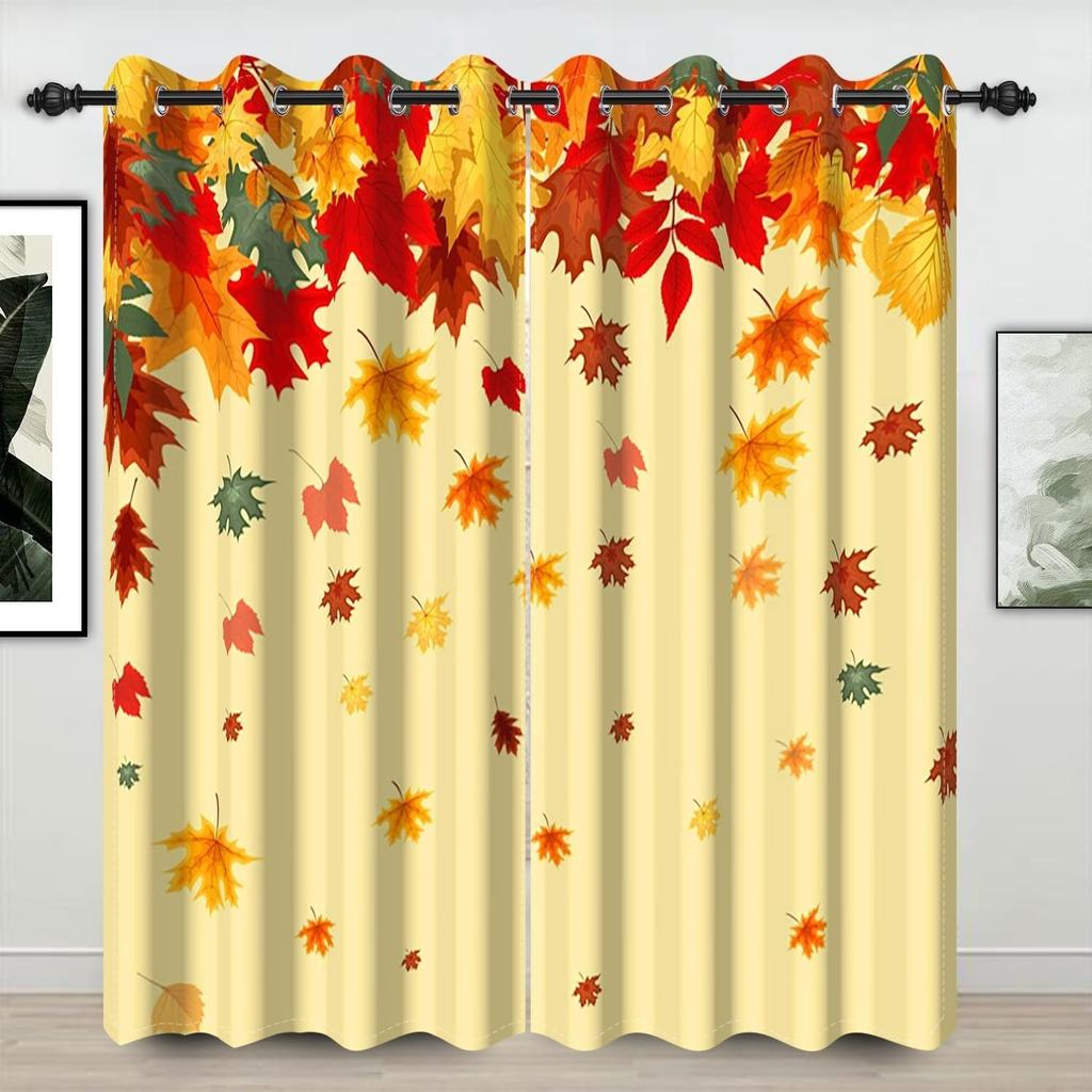 Herbst Ahornblätter Vorhang Herbst Pflanze Natur Szenerie Aquarell Muster Gardinen Küche Schlafzimmer Wohnzimmer Fensterbehandlung Polyester Ideal Für Bereich