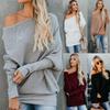 Stylish Women One Shoulder Knitted Sweater Blouse With Long Sleeves And Soft Material