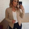 Blazer autunno inverno adatto a ufficio abito a maniche lunghe giacca cardigan tinta unita cappotto da donna