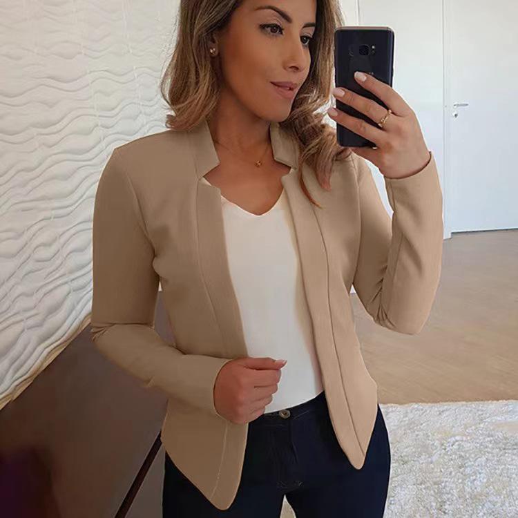 Blazer autunno inverno adatto a ufficio abito a maniche lunghe giacca cardigan tinta unita cappotto da donna