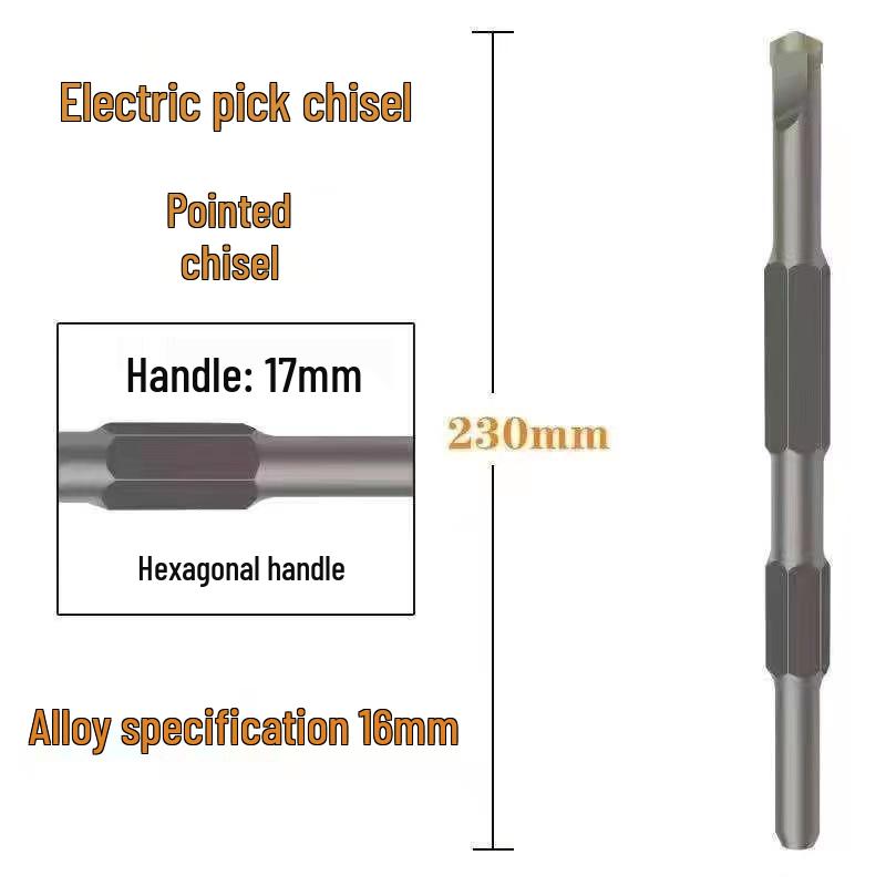 Elektryczny zestaw dłut udarowych: Uchwyt sześciokątny i kwadratowy, Szpiczaki i płaskie dłuta do rowkowania betonu i ścian