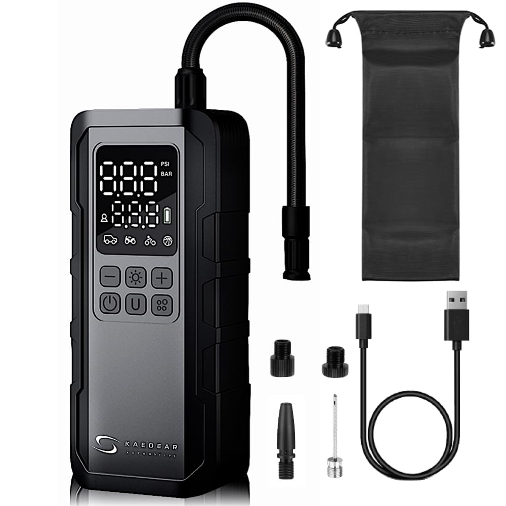Kaedear Automotive Electric Air Pump for and Adjusts Tire and Provides Tire Features Include a Mobile Function and LED Model Cars, Motorcycles,