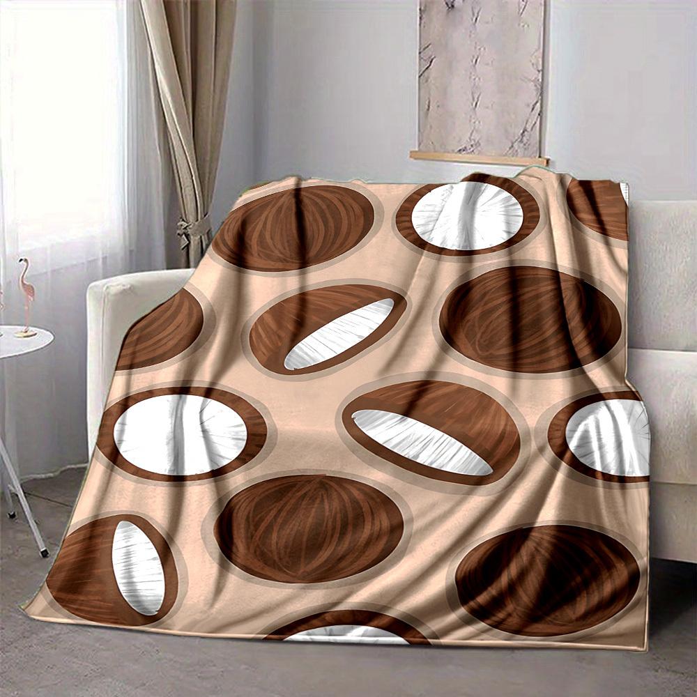 1pc Coconut Pattern Lightweight Flannel Blanket, Comfortable and Warm Blanket, for Office and Camping Sofa Bed, Livingroom011