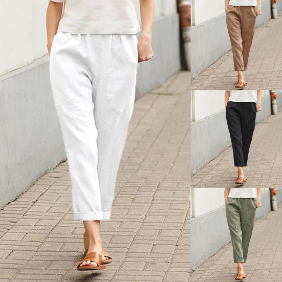 Trousers Mid Waist Universal Cotton Women Clothing Pencil Pants for Summer