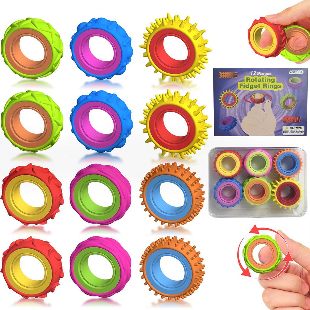 Sensory Rings 12 Pack, Relaxing Toy For Kids & Adults, Calming Accessory For Stress Relief