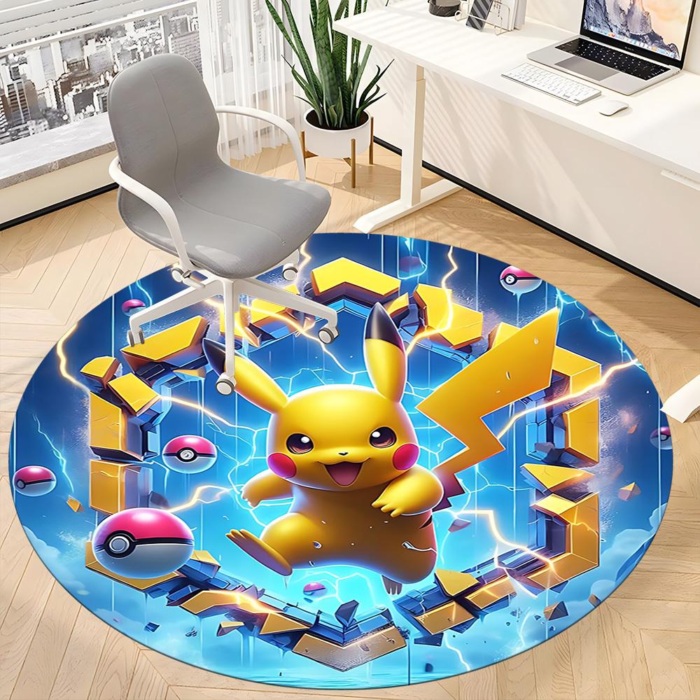 1pc Pikachu, Pokémon Chair Carpet for Office Non-Slip,Machine Washable Rug for Office, Room - Holiday Decor - Machine Made yy251017295