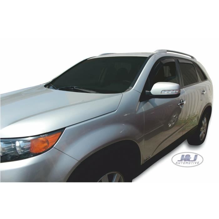 Déflecteurs d'air - J&amp;J AUTOMOTIVE - Kia Sorento 2 - Fumé - Acrylique renforcé - Installation facile